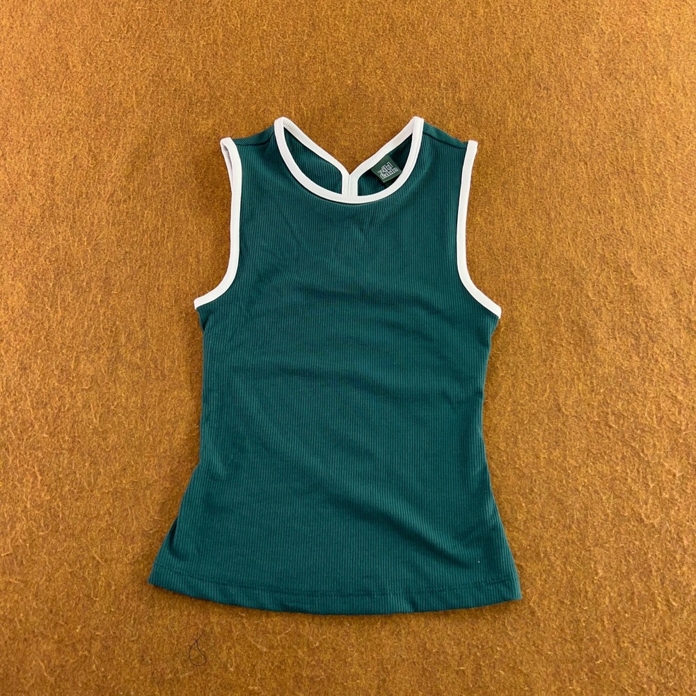 Wild Fable Womens XXS Green Ribbed Open Back Sleeveless Tank Top New